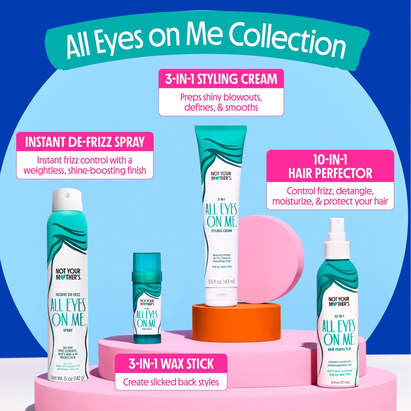 Not Your Mother's All Eyes On Me 10-In-1 Hair Perfector (3-Pack) - 6 fl oz - Heat Protectant for Hair - Moisturizing Detangler Spray and Frizz Control