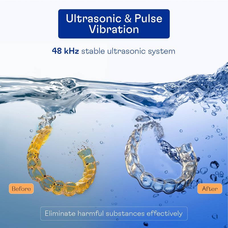 Melyshine Ultrasonic Retainer Cleaner Machine With Cleaning Solution, Tweezers and Cleaning Wipe & Ultrasonic Jewelry Cleaner, 3 Modes Cleaner For Retainers, 48 kHZ, 220 ml Ultrasonic Cleaner