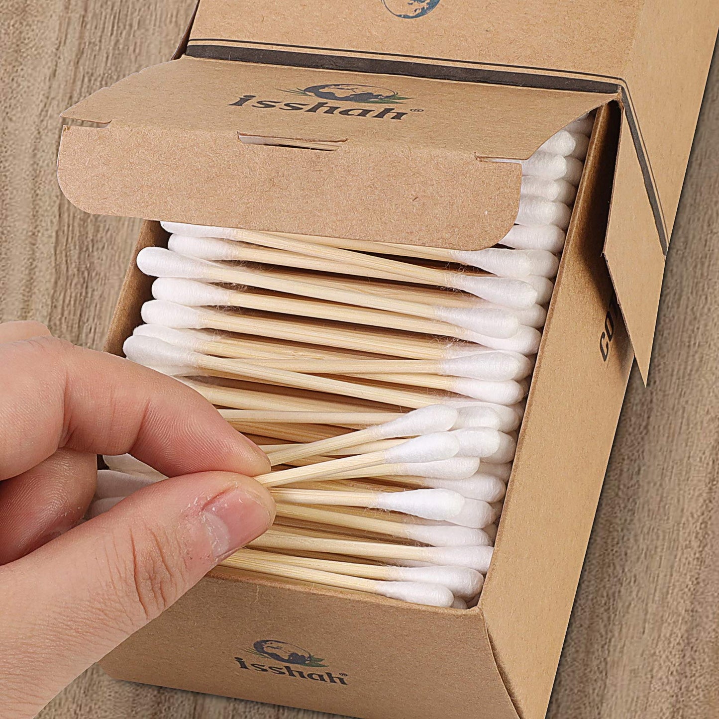 Bamboo Cotton Swabs 500 Count with Charcoal Natural Dental Floss Picks 200 Count