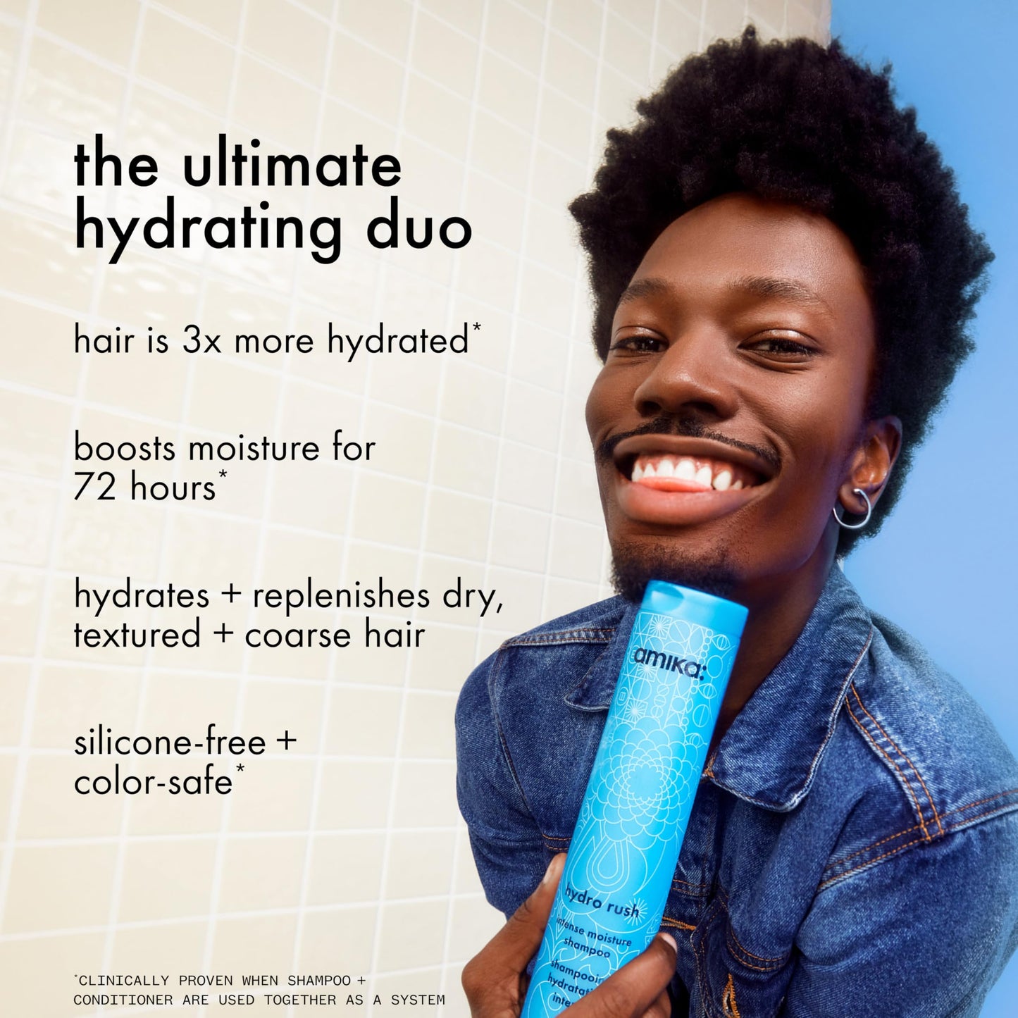 Amika hydro rush intense moisture shampoo 275ml and conditioner 275ml bundle