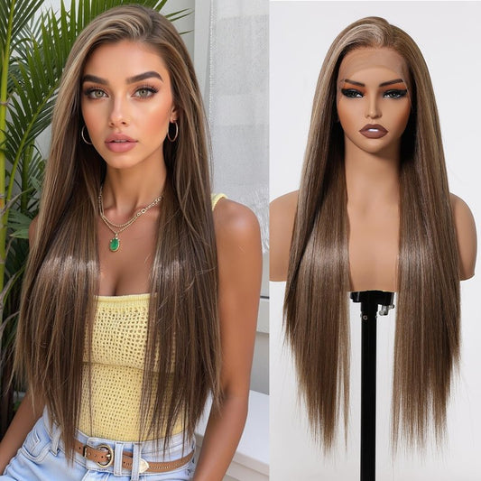 testar Black Lace Wigs 13x6 HD Lace Frontal Straight Wigs with Baby Hair 30 Inch Natural Black Lace Wig Synthetic Wig for Women Daily Use