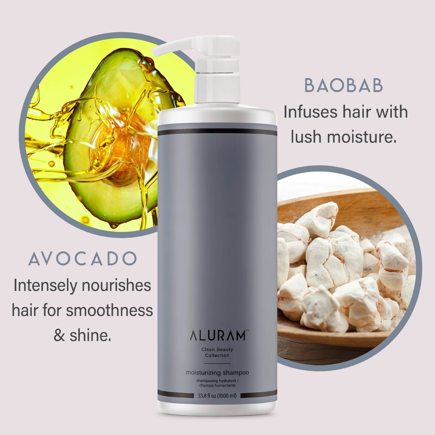 ALURAM Coconut Water Moisturizing Shampoo for Men and Women, Clean Hydration and Shine for Medium to Coarse Textured Hair, 33.8 Fl Oz