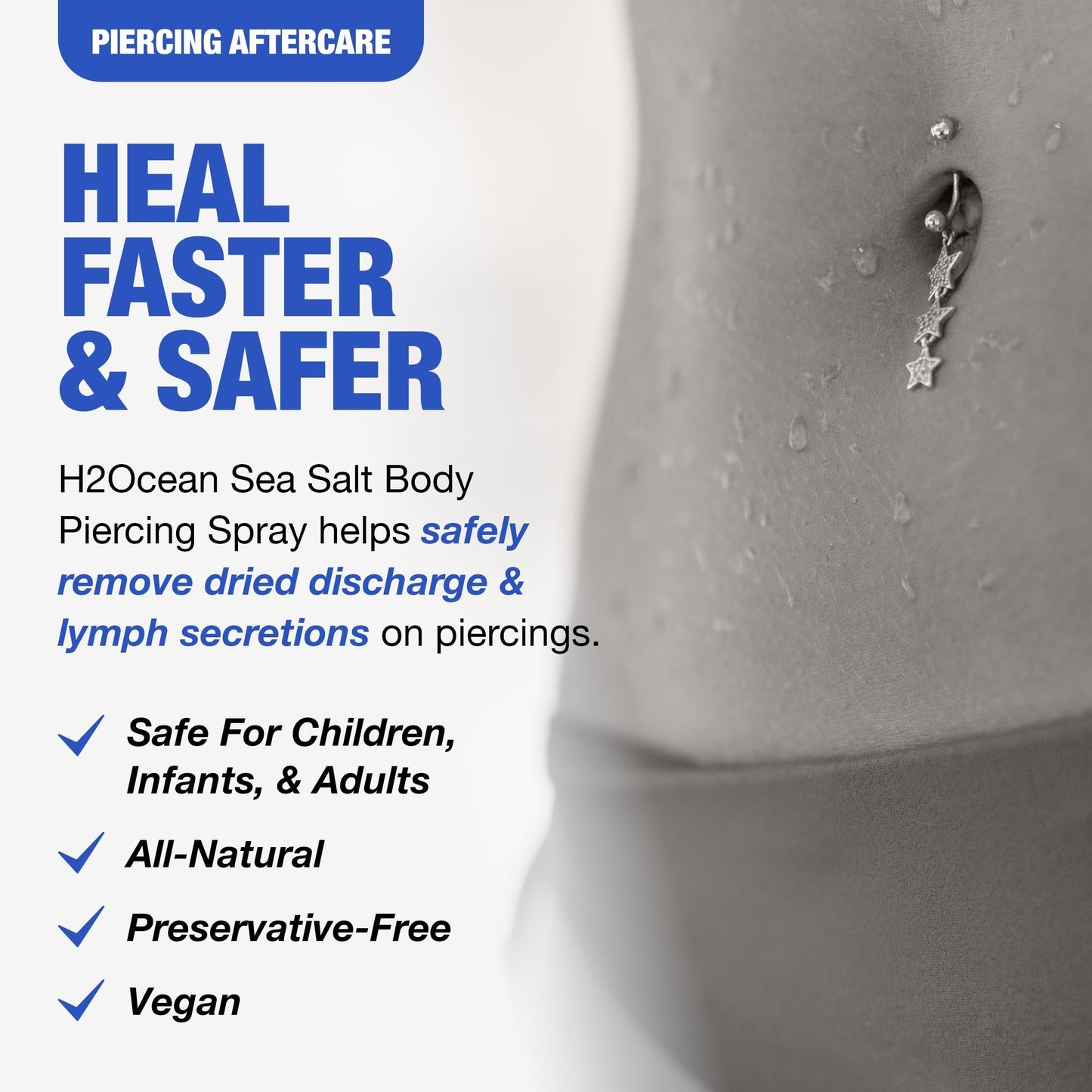 H2Ocean Piercing Aftercare Spray 4oz + Sea Salt Body Piercing Spray 6oz