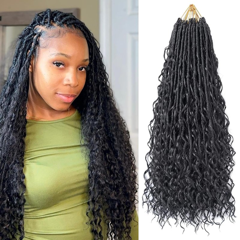 Goddess Locs Crochet Hair - 30 Inch Pre-Looped Bohemian Style with Curly Ends | Perfect for Black Women