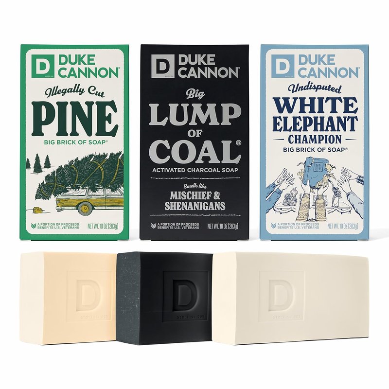 Duke Cannon Big Brick of Soap for Men - Holiday Variety Pack | 10 oz. | Coal, Pipe Smoke & Peppermint Bark