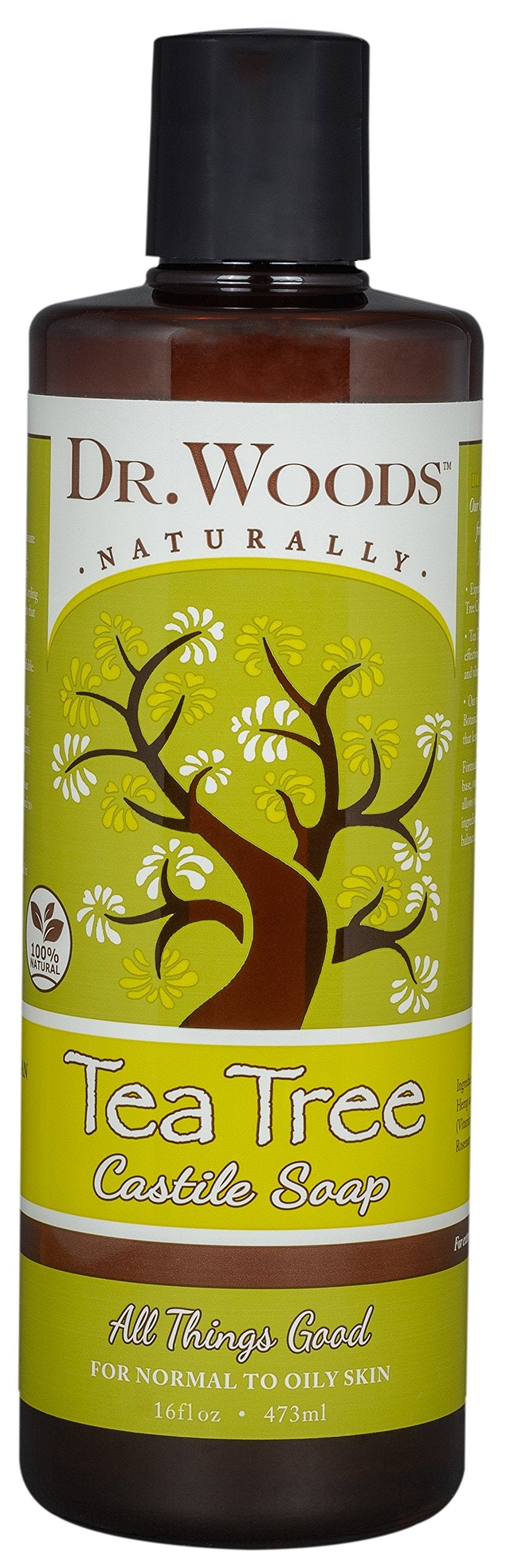 Dr. Woods Tea Tree Liquid Castile Soap - Natural Castile Soap with Organic Shea Butter for Body, Hands, and Face, for Men and Women - 16 Fl Oz, Pack of 2