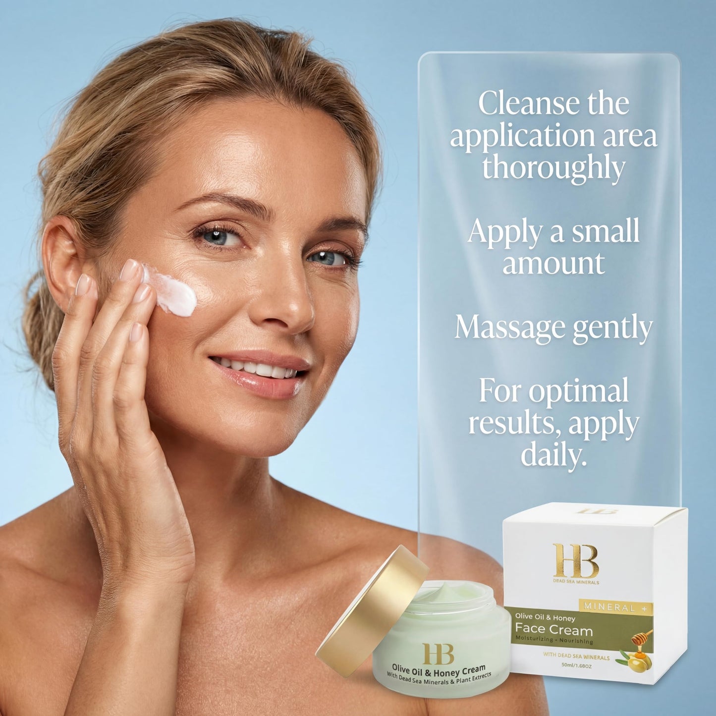 H&B Dead Sea Olive Oil & Honey Moisturizing Cream SPF 20 - Face & Body Sunscreen with Natural Oils & Minerals for Soft Smooth Hydrated Skin Care