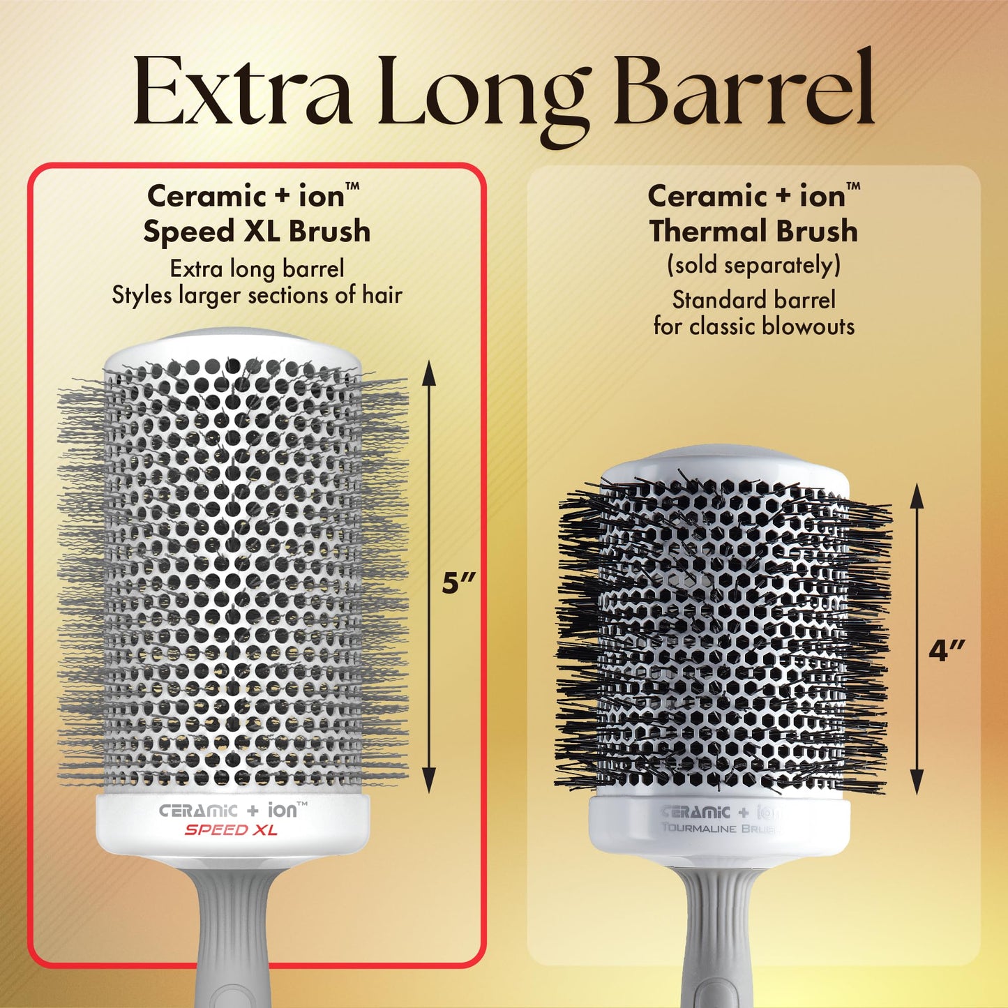 Olivia Garden Ceramic + Ion Speed XL - Extra-Long Round Thermal Hair Brush - Not Electrical - Professional Blowout Brush for Normal to Thick Hair - 4 1/4" - Diameter Barrel - CIXL-80