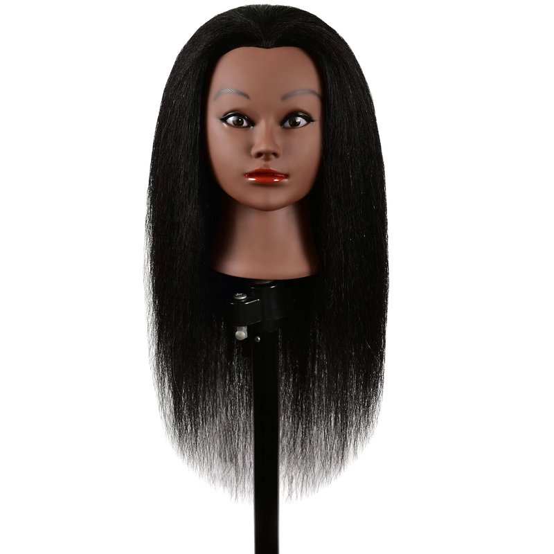 FUTAI African American Mannequin Head 30 inches Long 100% Real Human Hair Manikin Doll Style Head for Practice Braiding Styling Cosmetology Training with Stand