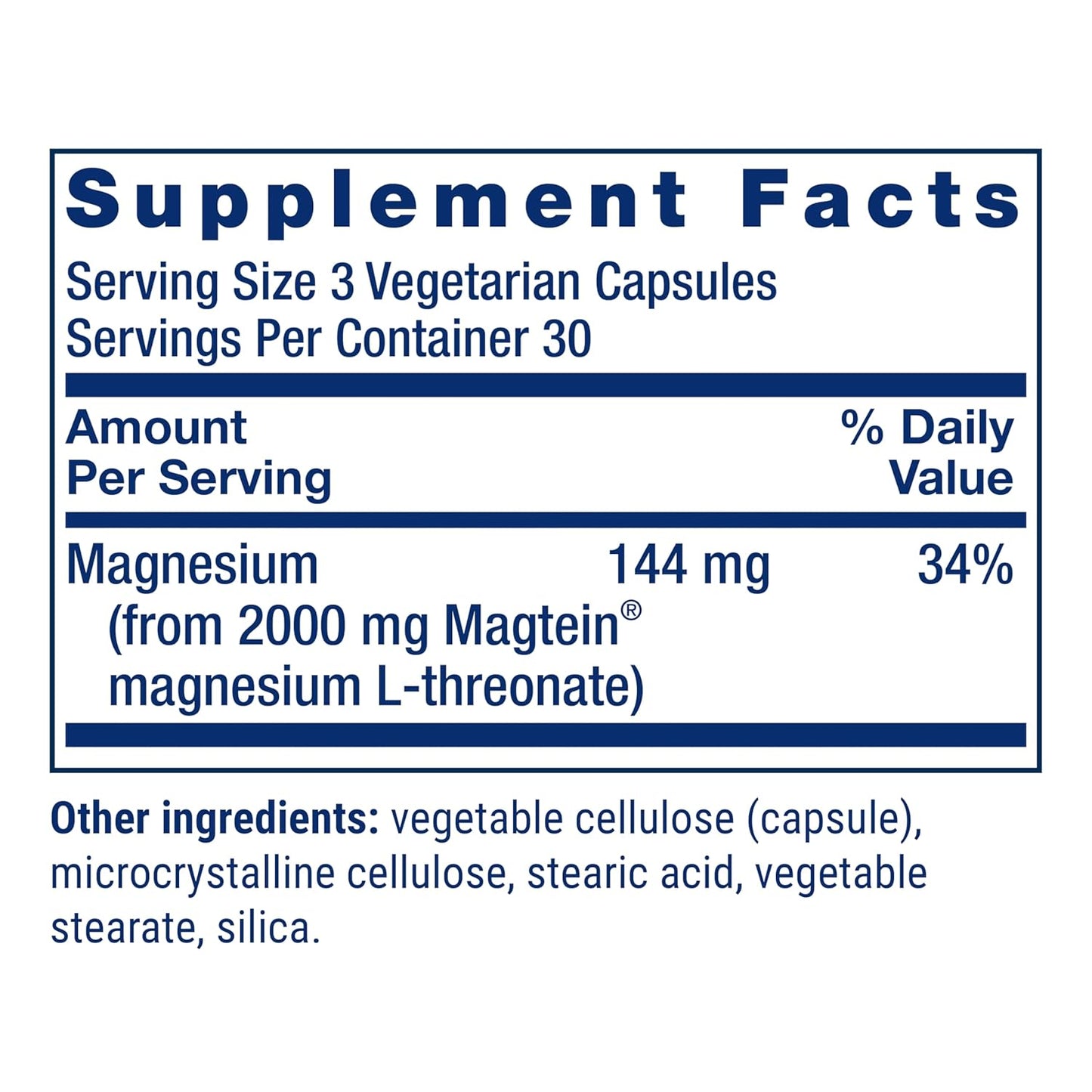 Neuro-Mag Magnesium L-Threonate - Cognitive Health Support, Quick Thinking | 90 Vegetarian Capsules (144 mg)