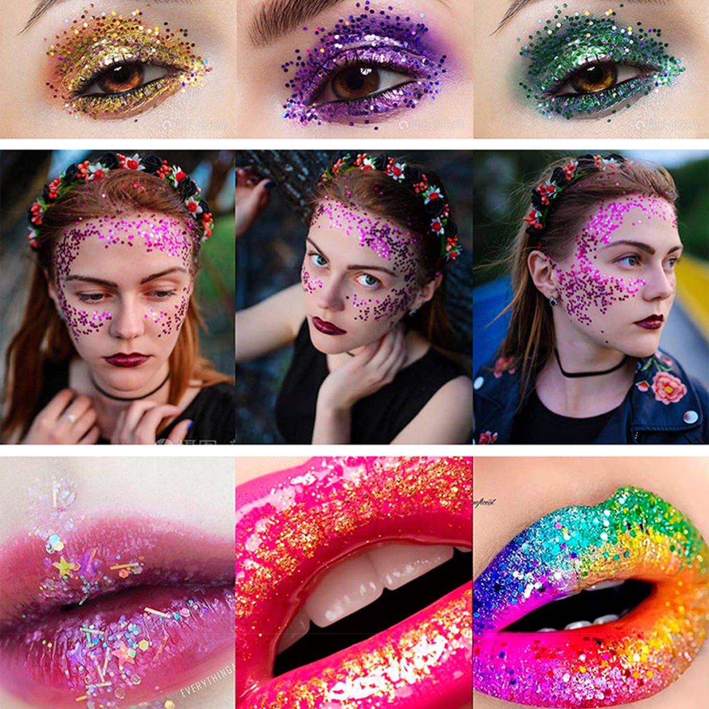 RoseFlower Holographic Chunky Glitter, Mix Multi Flakes Dreams Festival Cosmetic, Body Face Eye Hair Nail & Eyeshadow, Butterfly Decoration Perfect Halloween, Resin, Slime, Tumbler, Craft, Makeup