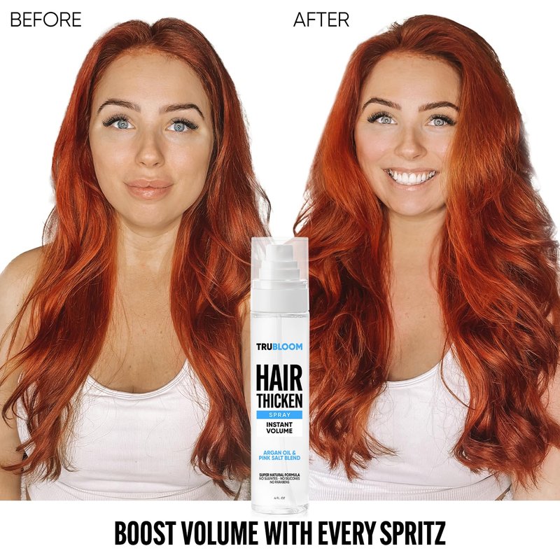 TRU BLOOM Hair Thickening Spray – Get Instant Fuller, Thicker & Healthier Hair, All-Natural Thickening & Volumizing Spray, Stylist-Recommended Hair Volumizer Spray For Both Women & Men. Made in USA
