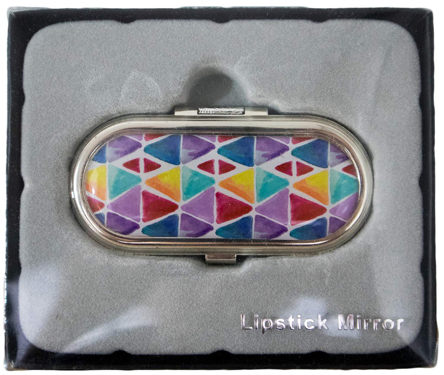 Stephanie Imports Set of 2 Clip-On Round Lipstick Mirrors (Watercolor Triangles)