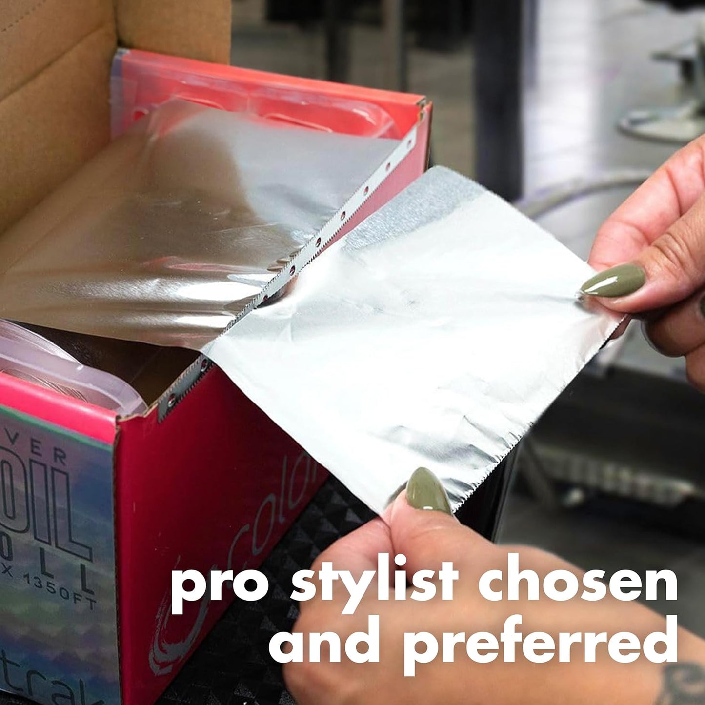 Colortrak Professional Highlighting Foil Roll - Precision Cuts with Integrated Blade | Silver, 5" x 1350'