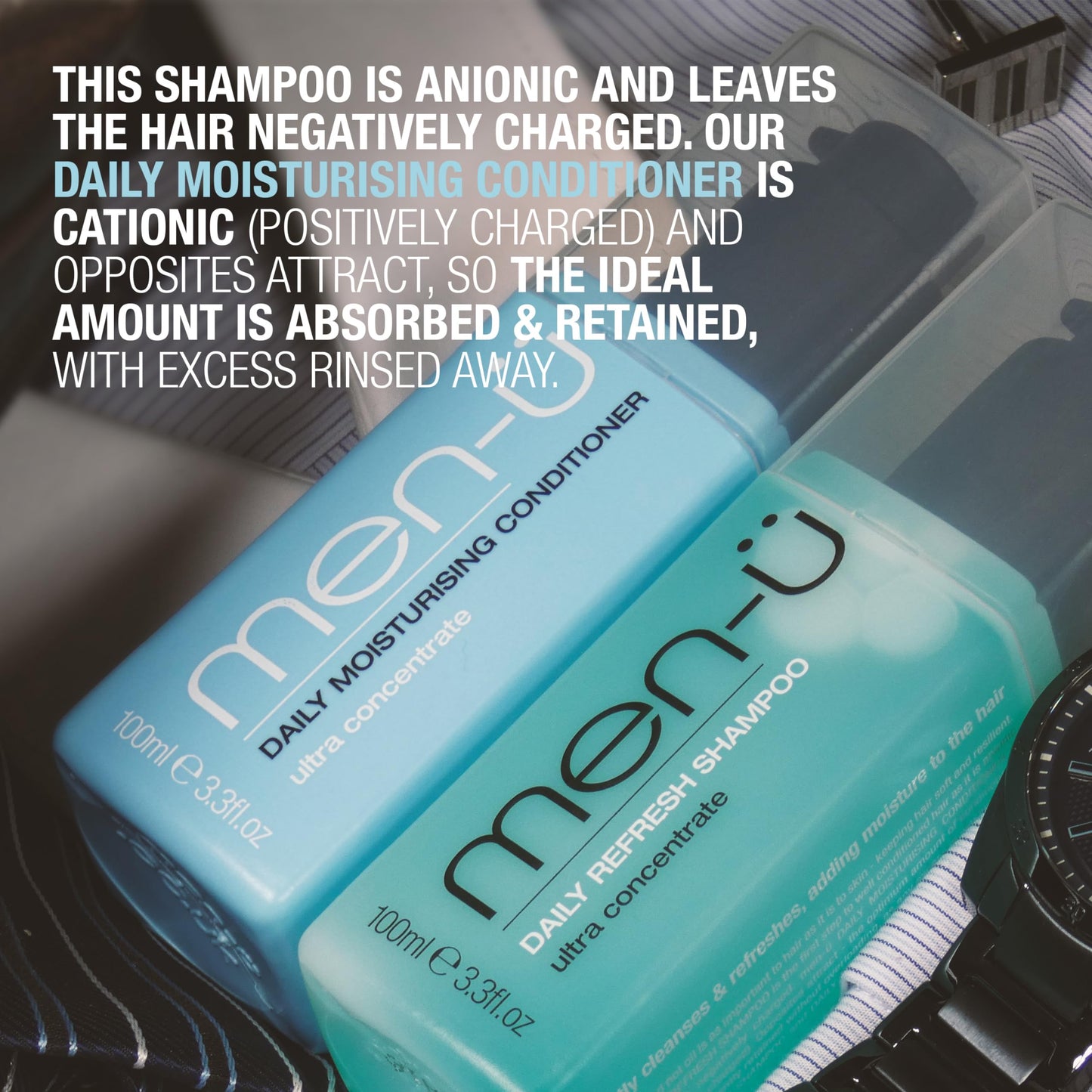 men-ü DAILY REFRESH MENS SHAMPOO, up to 120 shampoos, Ultra-concentrated Vegan shampoo for men, long lasting, gently cleanses and refreshes, Eco Friendly Shampoo 3.3oz