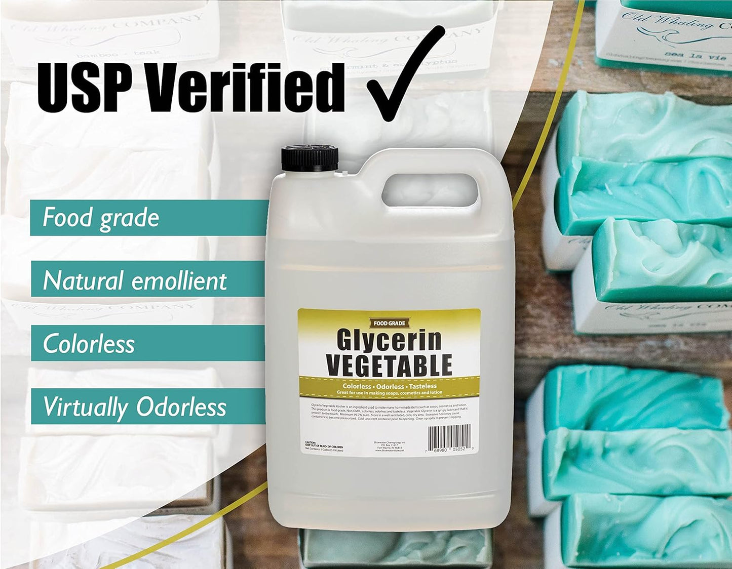 Vegetable Glycerin - All-Natural USP Grade Liquid | 1 Gallon - Premium Emollient for Skin & Hair Care