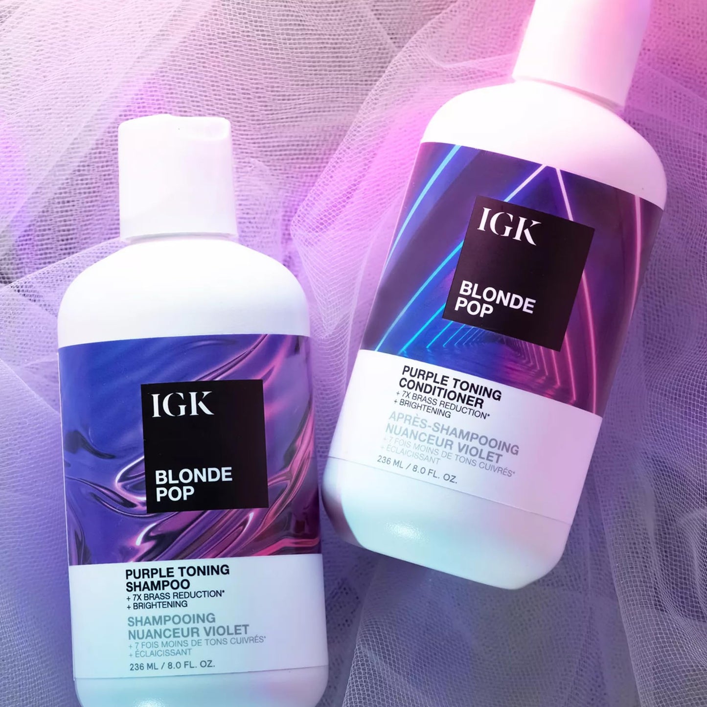 IGK BLONDE POP Purple Toning Conditioner | Hydrates, Brightens + Neutralizes Brass for Blonde & Highlighted Hair | Vegan + Cruelty Free | 8oz