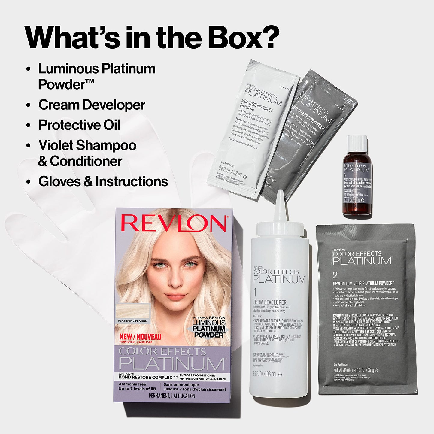 Revlon Color Effects Permanent Highlighting Kit, Ammonia & Paraben Free Hair Dye, 60 Platinum, 8 Oz (Pack of 1)