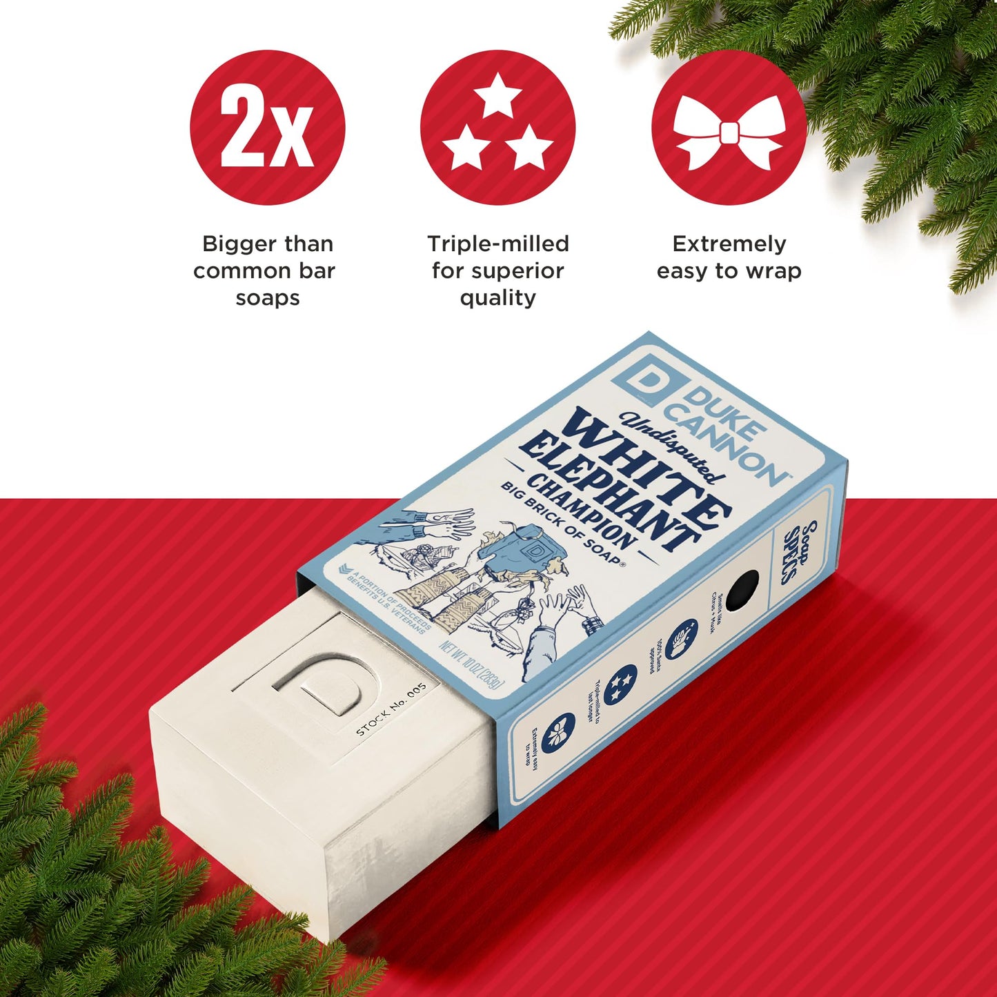 Duke Cannon Supply Co. White Elephant Bar Soap - 10oz Large Soap Brick with Citrus Musk Scent - Holiday Gag Gift, Funny White Elephant Gift Idea 4 Pack