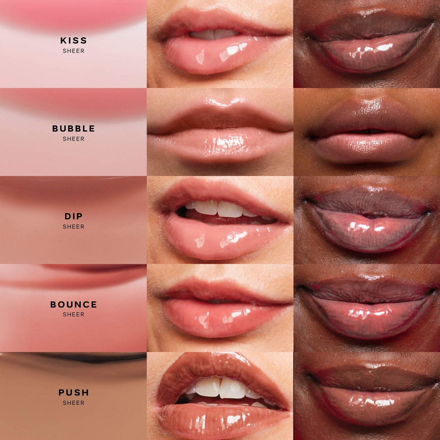 Saie Glossybounce - Hydrating Lip Gloss and Tinted Lip Oil Hybrid with Hyaluronic Acid & Jojoba Oil for Non-Sticky, Ultra-Shiny, Plump & Soft Lips - Everyday Makeup Essential - Kiss (.17 oz)
