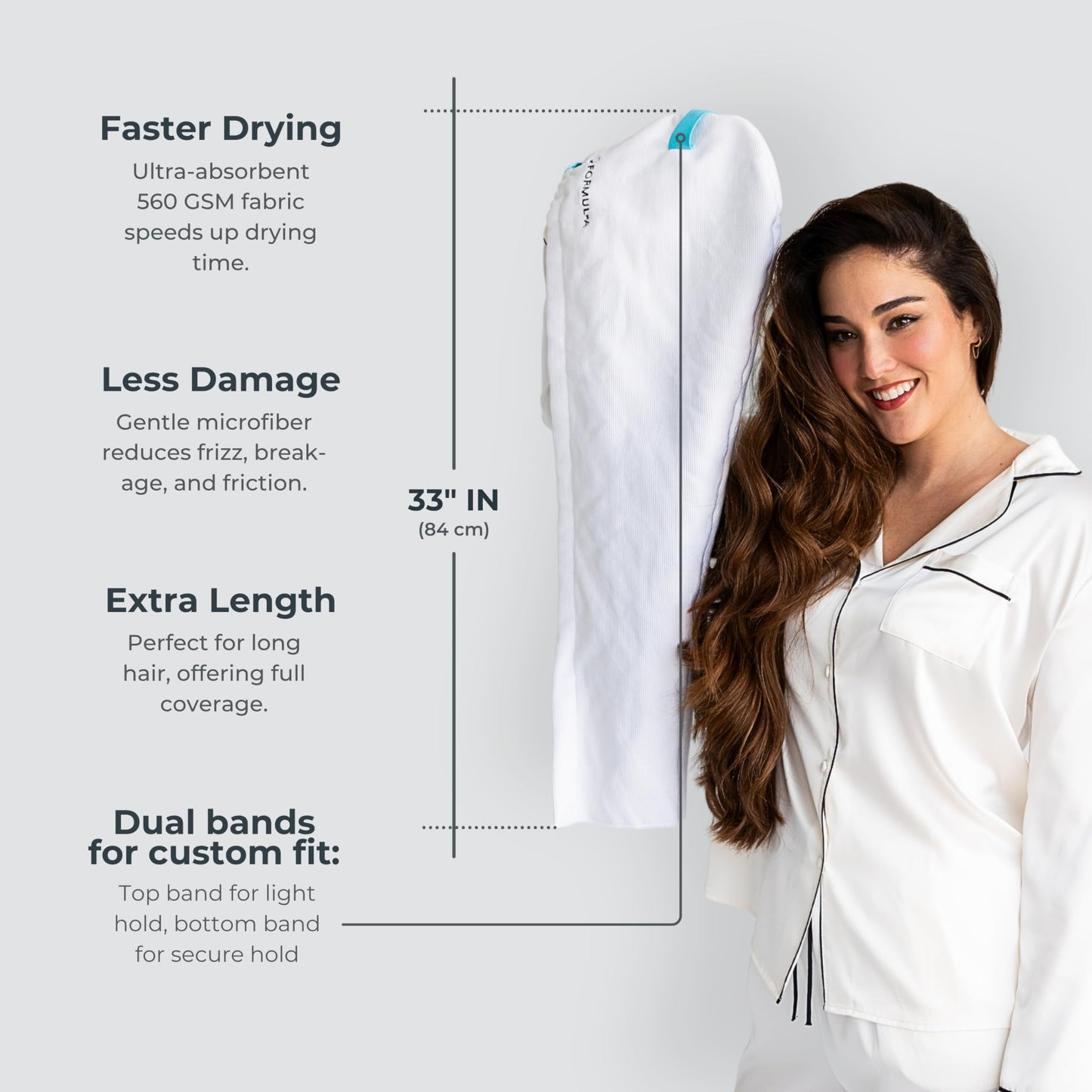 FORMUL-A Microfiber Hair Towel Wrap for Women – Anti Frizz Towel - Fast Hair Drying Towel Wrap – Hair Care Products – Hair Plopping Wrap Towel – Hair Turban for Wet Hair – Super Absorbent