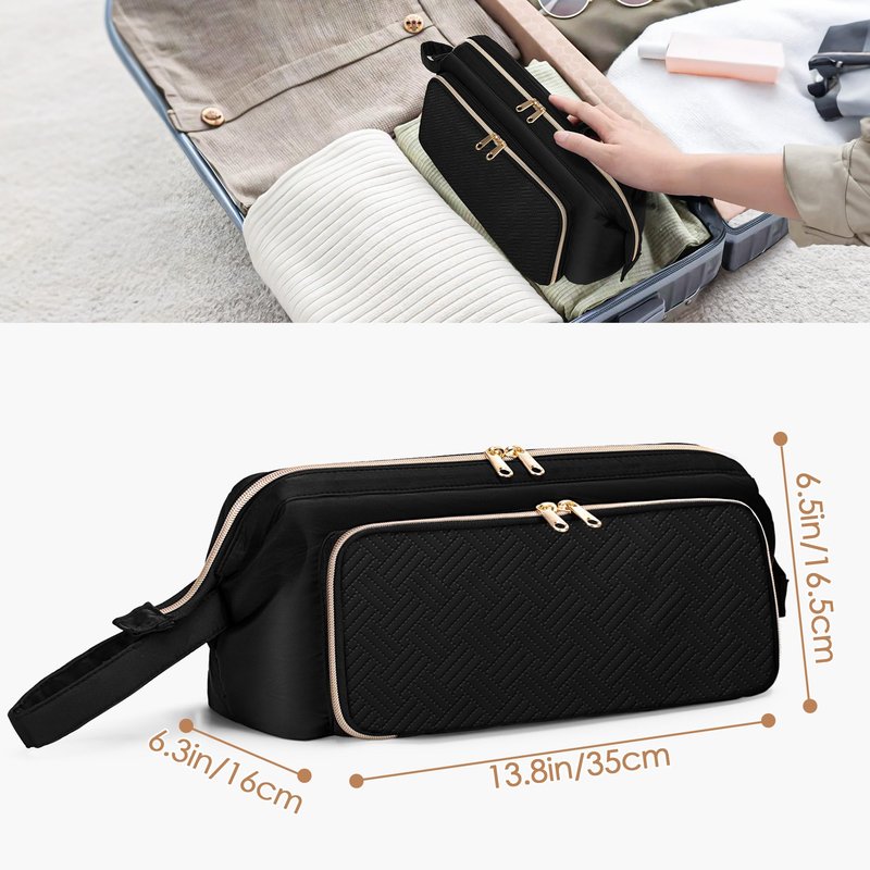 Fasrom Hair Tools Travel Bag with Heat Resistant Mat for Flat Iron, Curling Iron and Straightener, 2 in 1 Blow Dryer Organizer Case for Styling Appliances and Hot Items, Black (Patent Design)