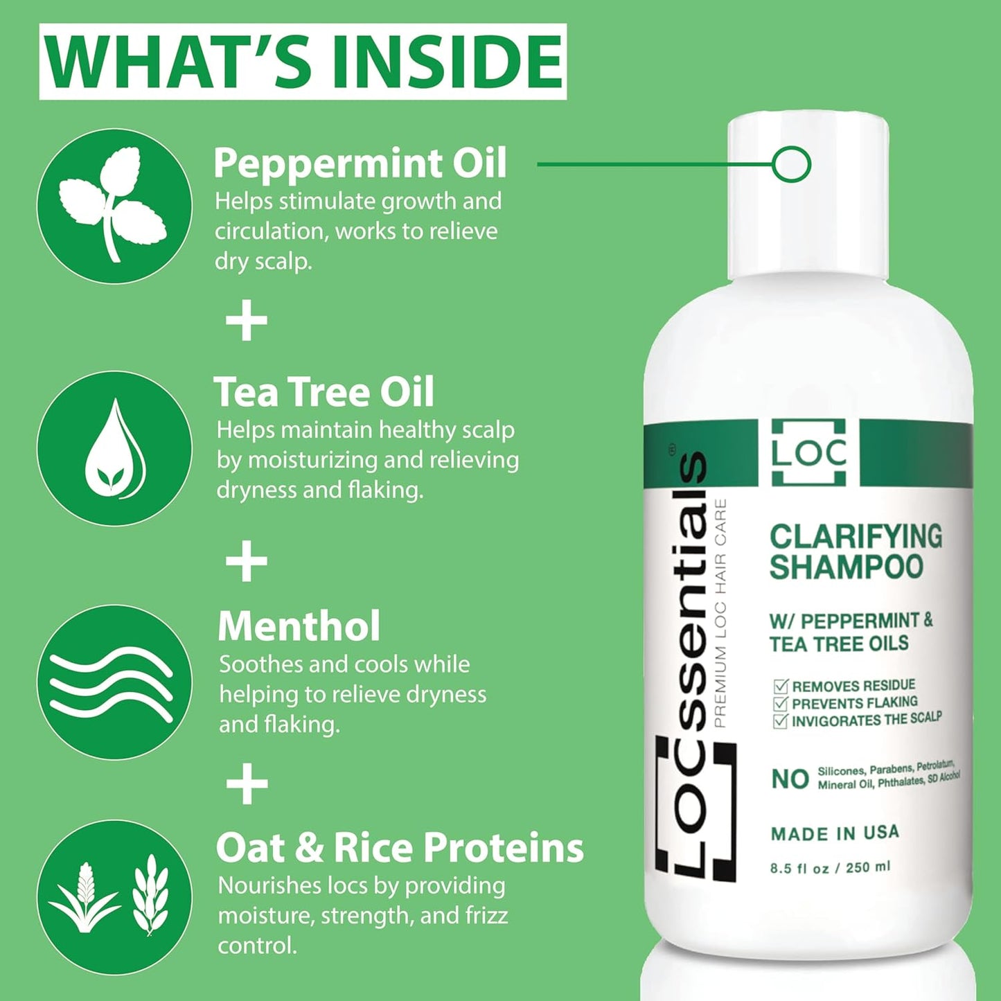 Shampoo & Conditioner Set for Locs, Braids & Dreadlocks - Peppermint & Tea Tree Oils, Nourishing Formula