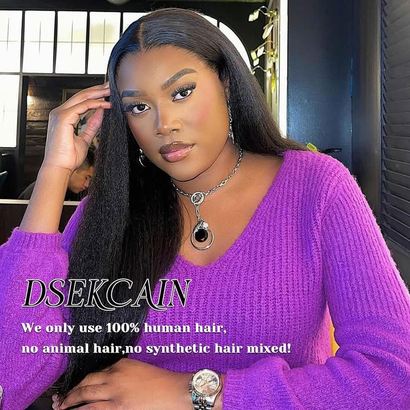 Kinky Straight Lace Closure - 2x6 HD Transparent Human Hair | Natural Black, 14 Inch Long Parting