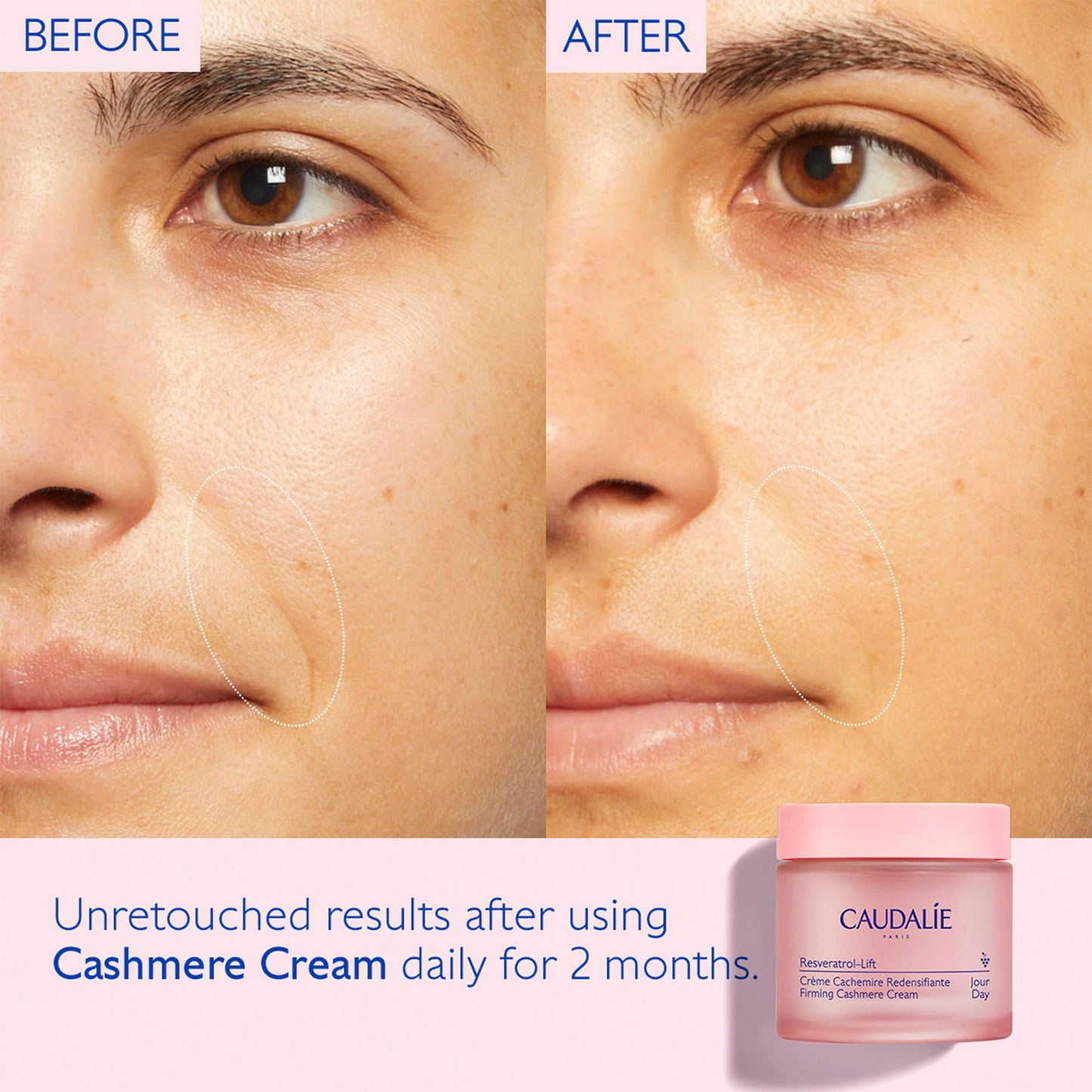 Caudalie Resveratrol-Lift Retinol Alternative Firming Cashmere Cream, Anti-Aging Moisturizer with Resveratrol, Hyaluronic Acid & Vegan Collagen, Refillable Jar - 50 mL