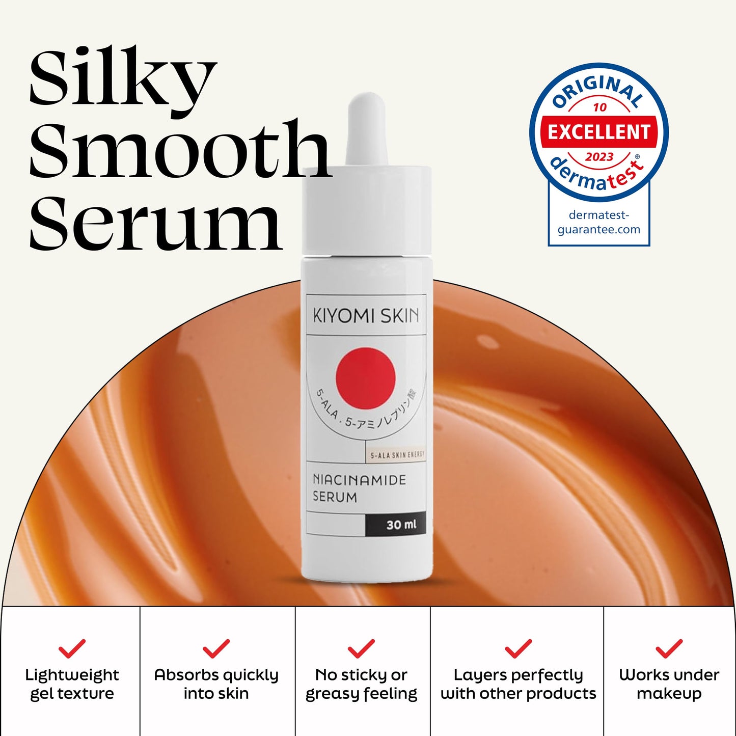 Kiyomi Skin Vitamin C Serum for Face - Stable Vitamin C Complex with 5-ALA & Hyaluronic Acid - Helps Improve the Look of Dark Spots, Uneven Tone & Dullness - Vegan & Made in Germany - 1 Fl Oz