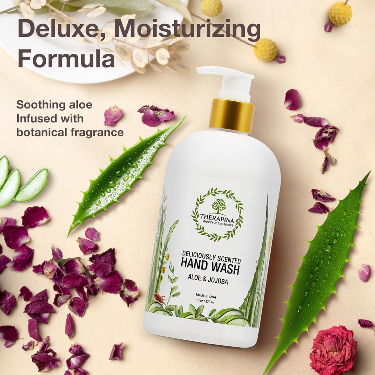Aromatherapy Luxury Liquid Hand Soap - Vegan Moisturizing Formula with Aloe Vera & Botanical Oils | 16 Oz, Jojoba Scent