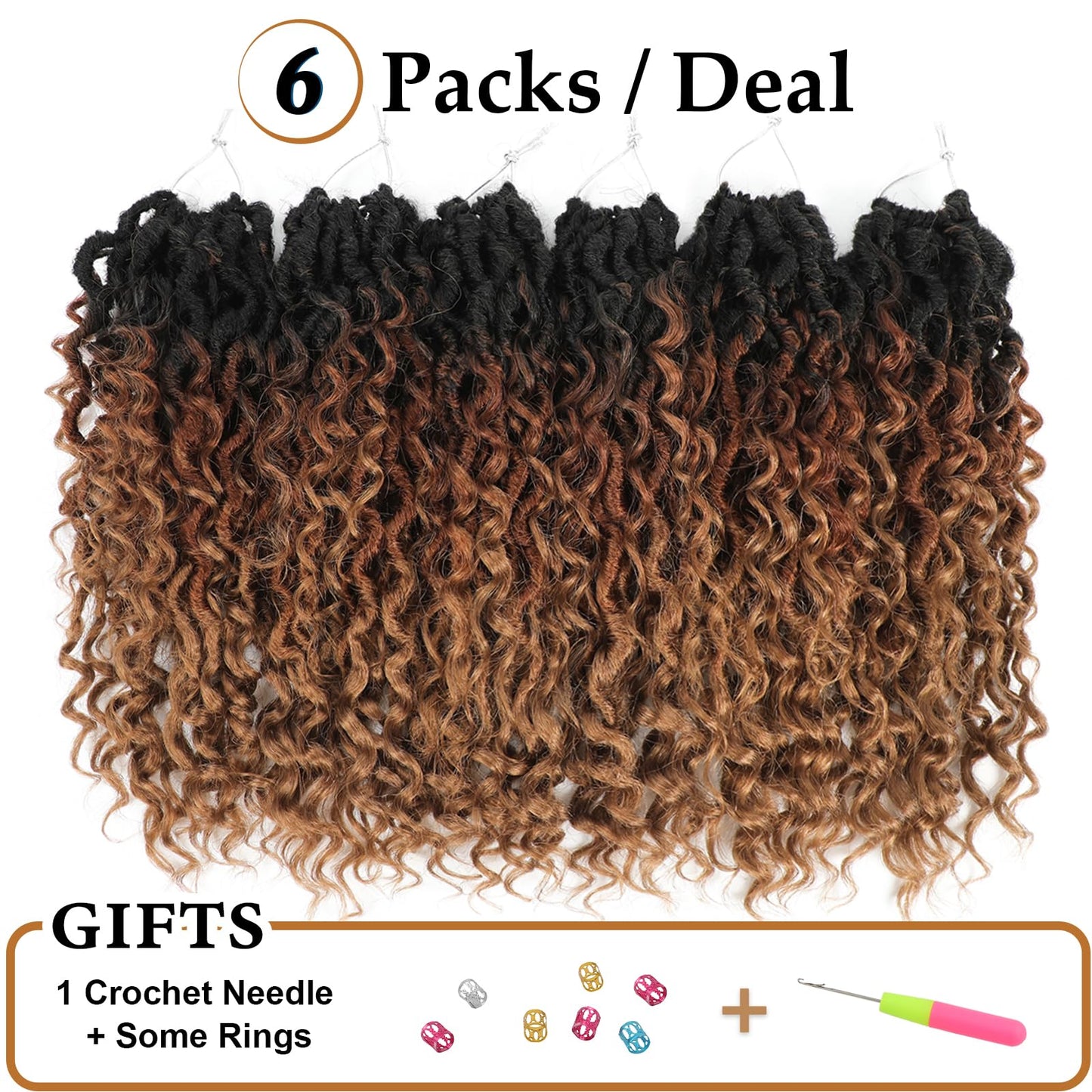 Forevery Goddess Locs Crochet Hair 12 Inch Goddess Faux Locs Crochet Hair for Black Women 6 Packs Boho Crochet Locs with Curly Ends T1b/30/27