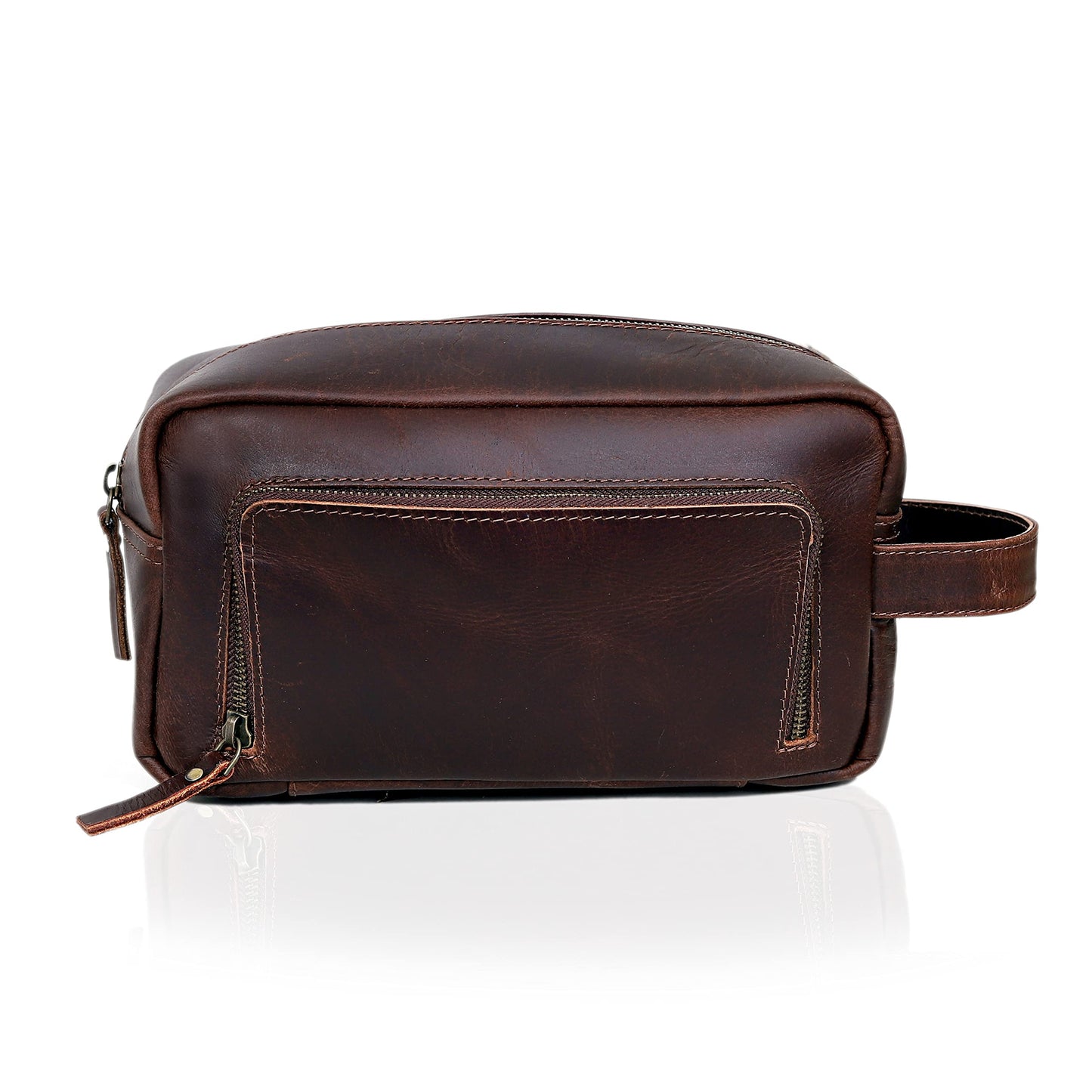 cuero Leather Brown Dopp Kit Unisex Travel Toiletry Cosmetic Pouch Shaving Kit Men Women (black)