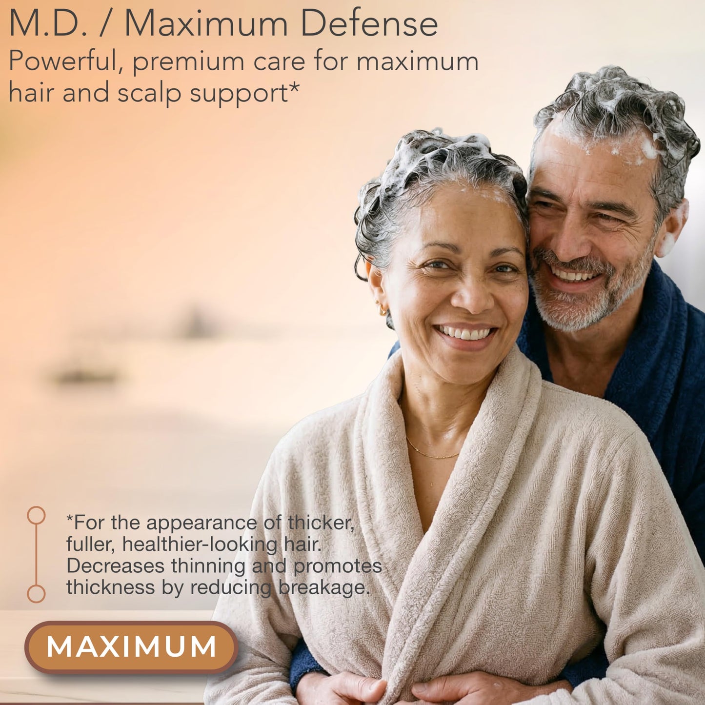 PURA D'OR MD Anti-Thinning Biotin Shampoo & Hair Regrowth Conditioner Set, Maximum Defense Herbal Blend Hair Thickening Products For Women & Men, For Scalp Health, Strong Coal-Tar Scented, 16oz x2