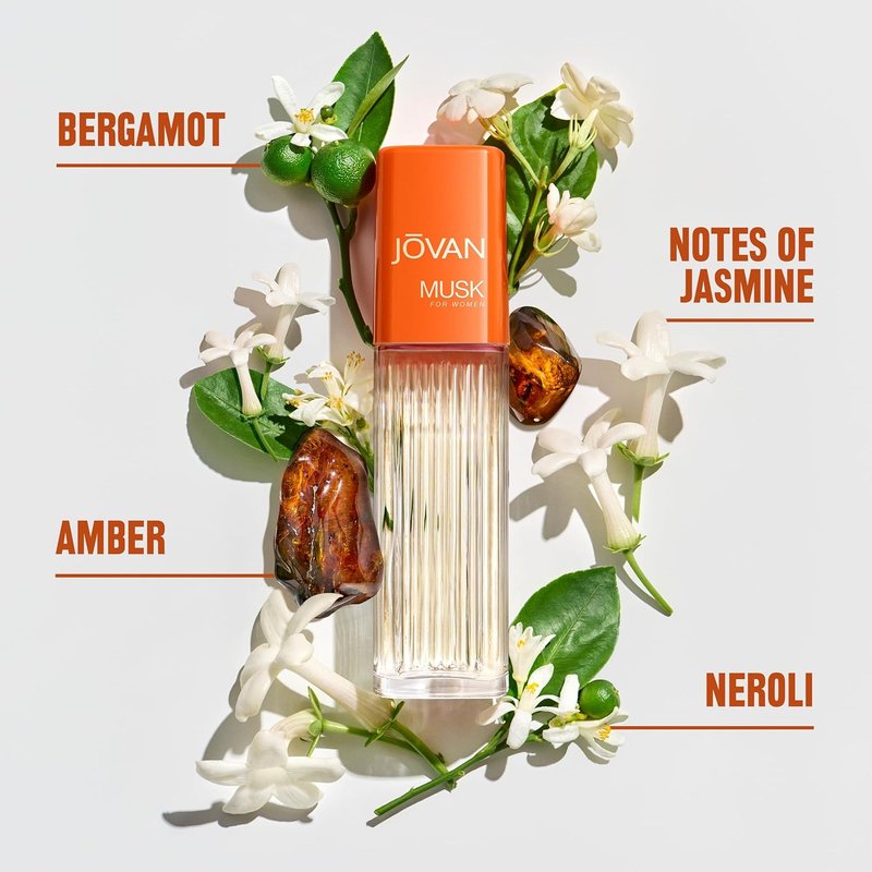 Jovan Musk Eau de Cologne Spray for Women - Sexy Perfume with Jasmine, Amber & Neroli | 2 fl oz Travel Size