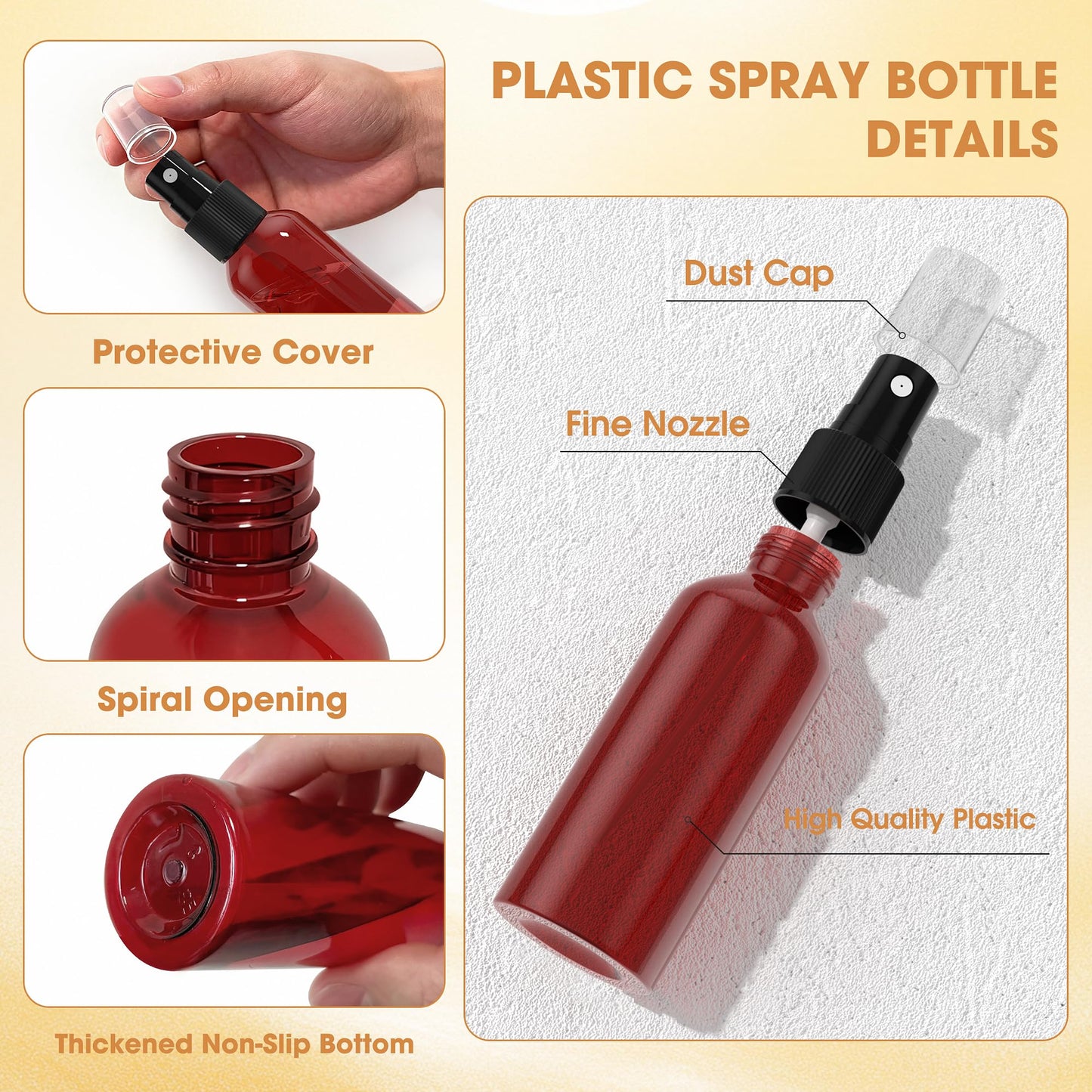 100Pack Small Spray Bottles 1oz, 30ml Travel Spray Bottle with Black Fine Mist Sprayer, Mini Empty Refillable Containers Portable Cosmetic Bottles for Plants, Cleaning, Misting & Skin Care-Red