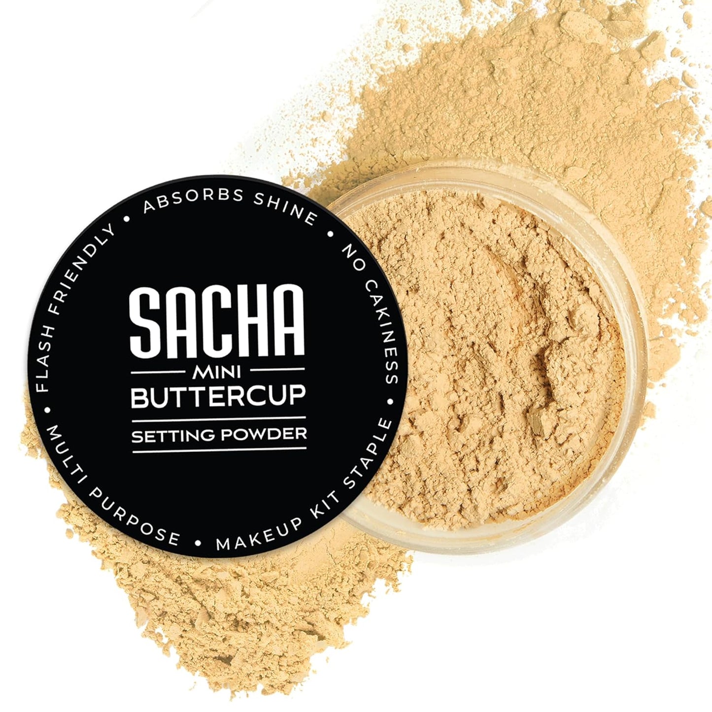 Sacha BUTTERCUP Mini Setting Powder - Translucent Face Powder for Medium to Dark Skin Tones | Blurs Fine Lines & Pores, 0.35 oz.
