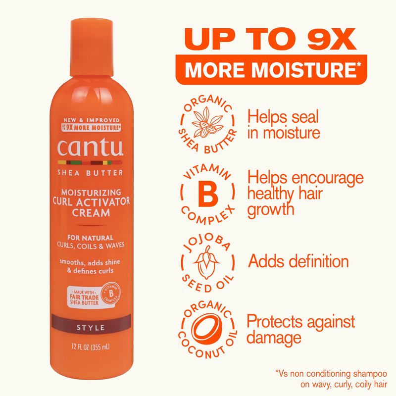 Cantu Shea Butter for Natural Hair Moisturizing Curl Activator Cream, 12 Fl Oz