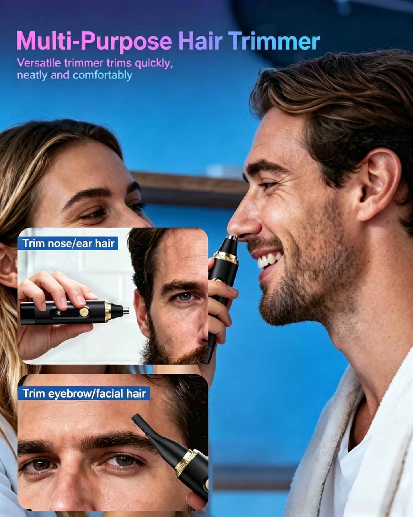 RAXMETRY Nose Hair Trimmer for Men and Women,2026 Professional Painless IPX7 Waterproof Eyebrow & Facial Hair Trimmer,USB Rechargeable with LED Display Dual-Edge Blades,Black