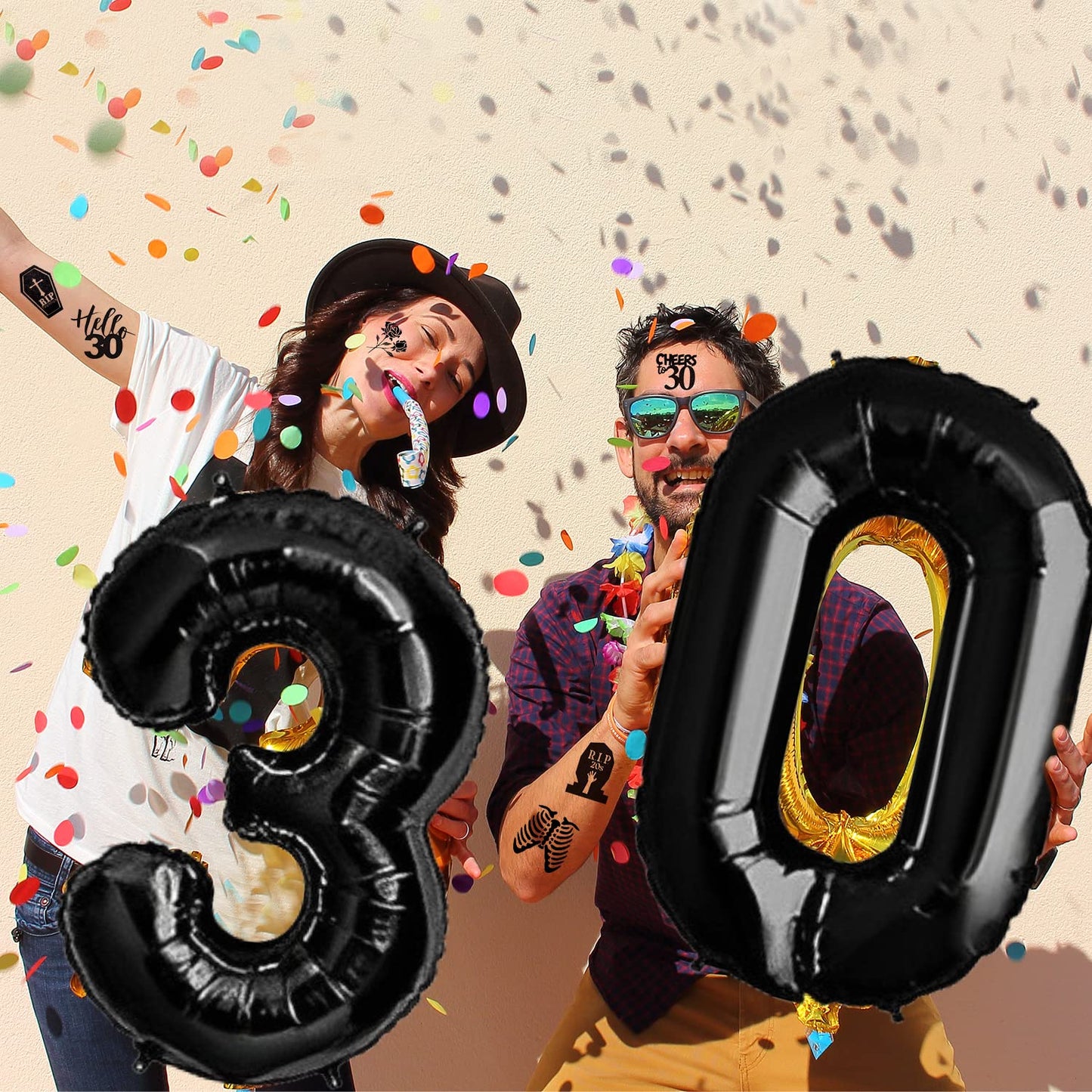 190 PCS Death to My 20s Decorations, Rip My Twenties Temporary Tattoos, Rip to My 20s Birthday Decorations for 30th Birthday Black Funeral Party for Women's and Man's Funny Thirtieth Birthday Party