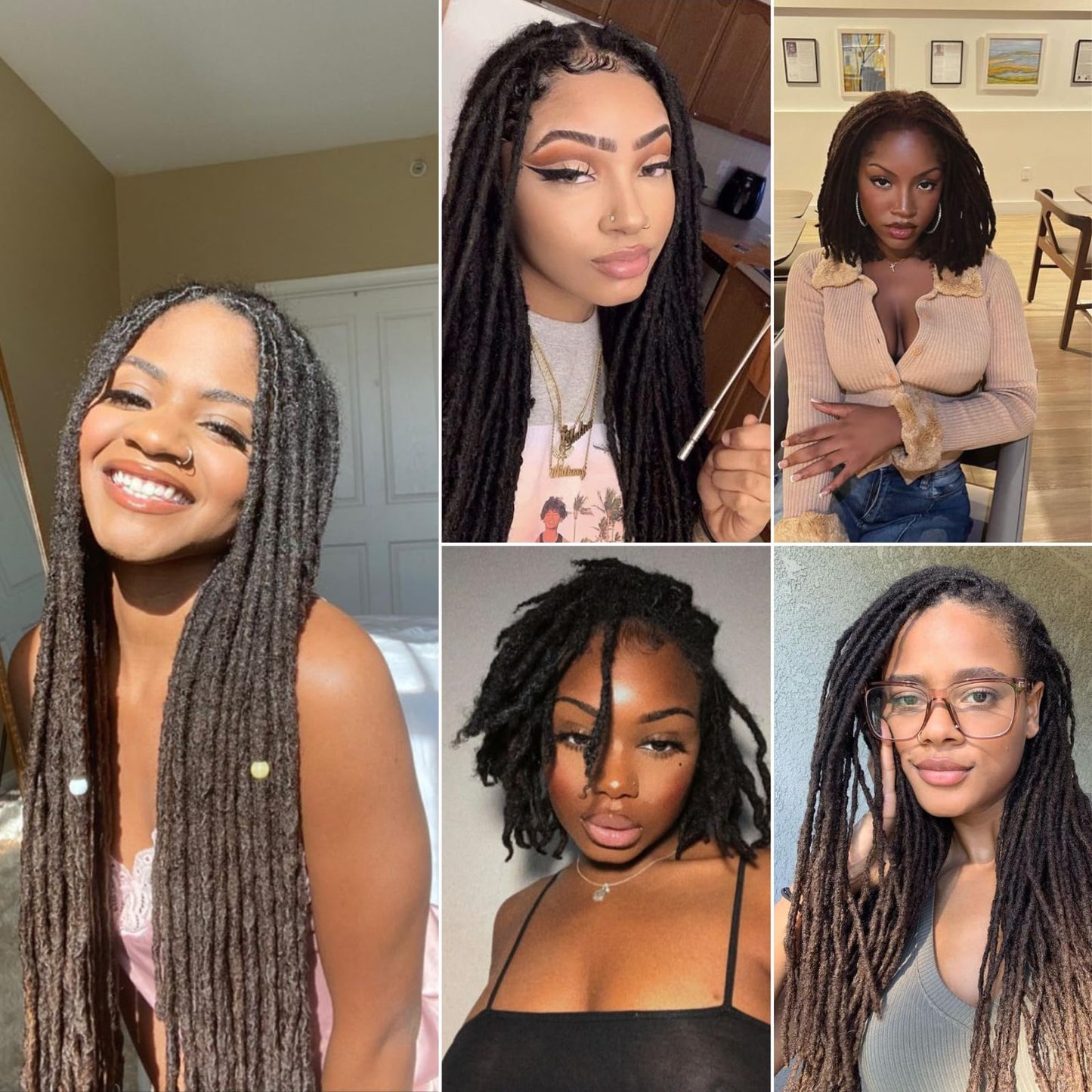 Loc Extensions Human Hair 14 Inch 0.6cm Thickness 10 Strands 100% Full Handmade Permanent Dreadlock Extensions Real Human Hair For Women Men Kids Can Be Dyed Bleached Curled (Width 0.6cm Natual Black)