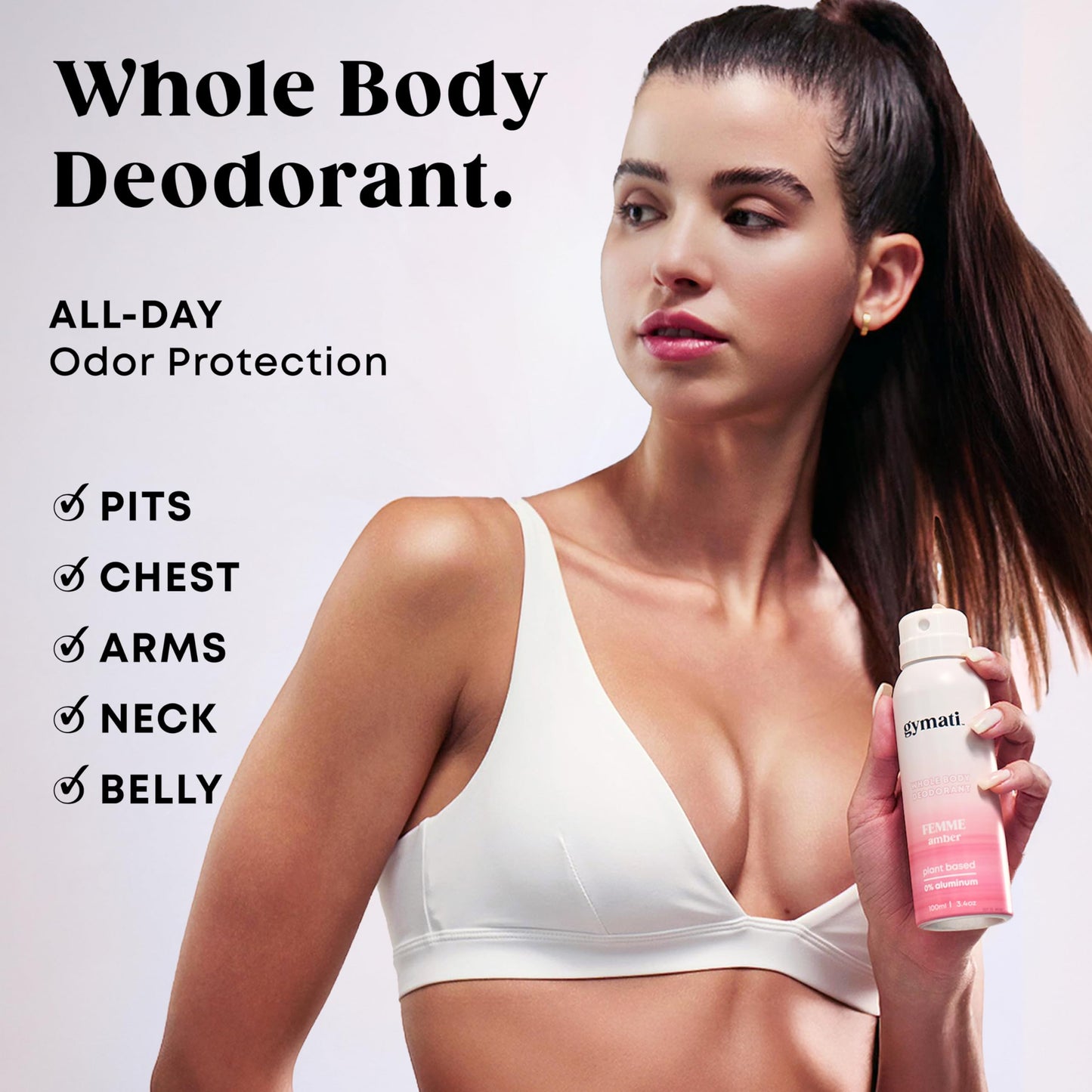 Gymati - Fitness Deodorant Spray - Men & Women - Aluminum-Free - All Day Ultimate Odor Protection - Built For Sweat - Air-Powered - Vegan & Plant-Based - Made in USA -Femme -3.4oz Travel Size -3 Pack