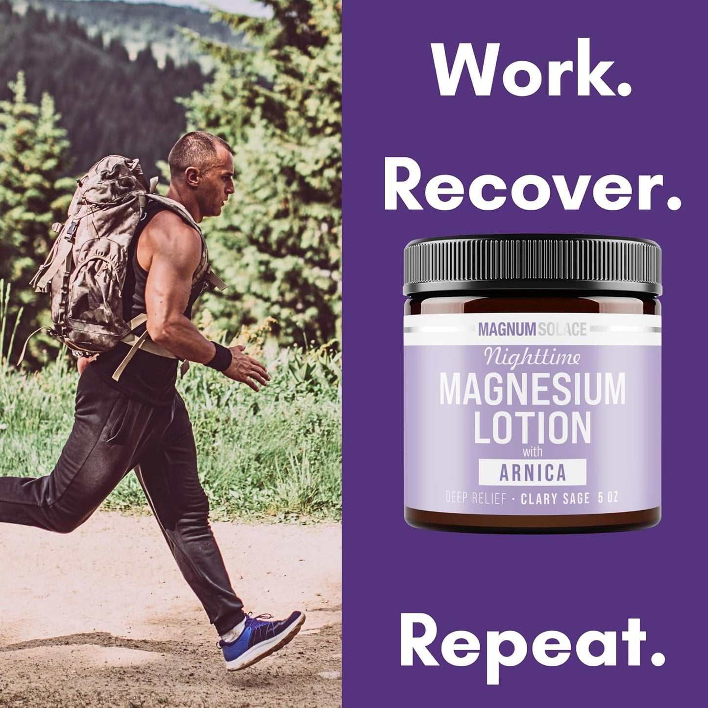 Magnum Solace Magnesium Lotion for Nighttime Relief - Soothing Arnica Formula for Muscles & Joints | Skin-Friendly Application
