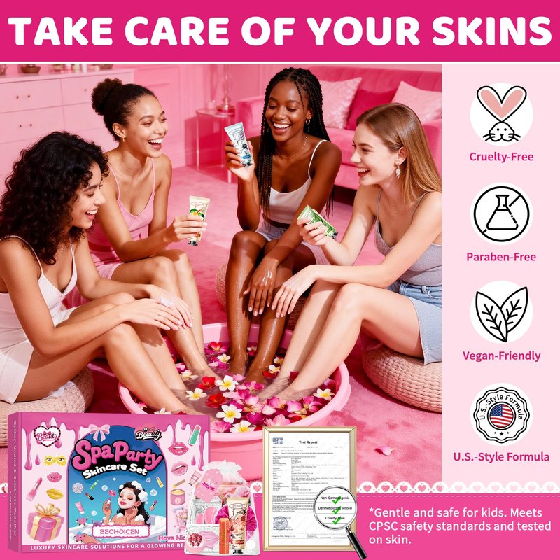121 PCS Spa Party Supplies for Women & Teen Girls, Spa Party Favors Set with Face Masks, Lip Balm, Hand Cream, Under Eye Patches, Lip Mask, Foot Bath Bombs, Gift Bags for Birthday Sleepover
