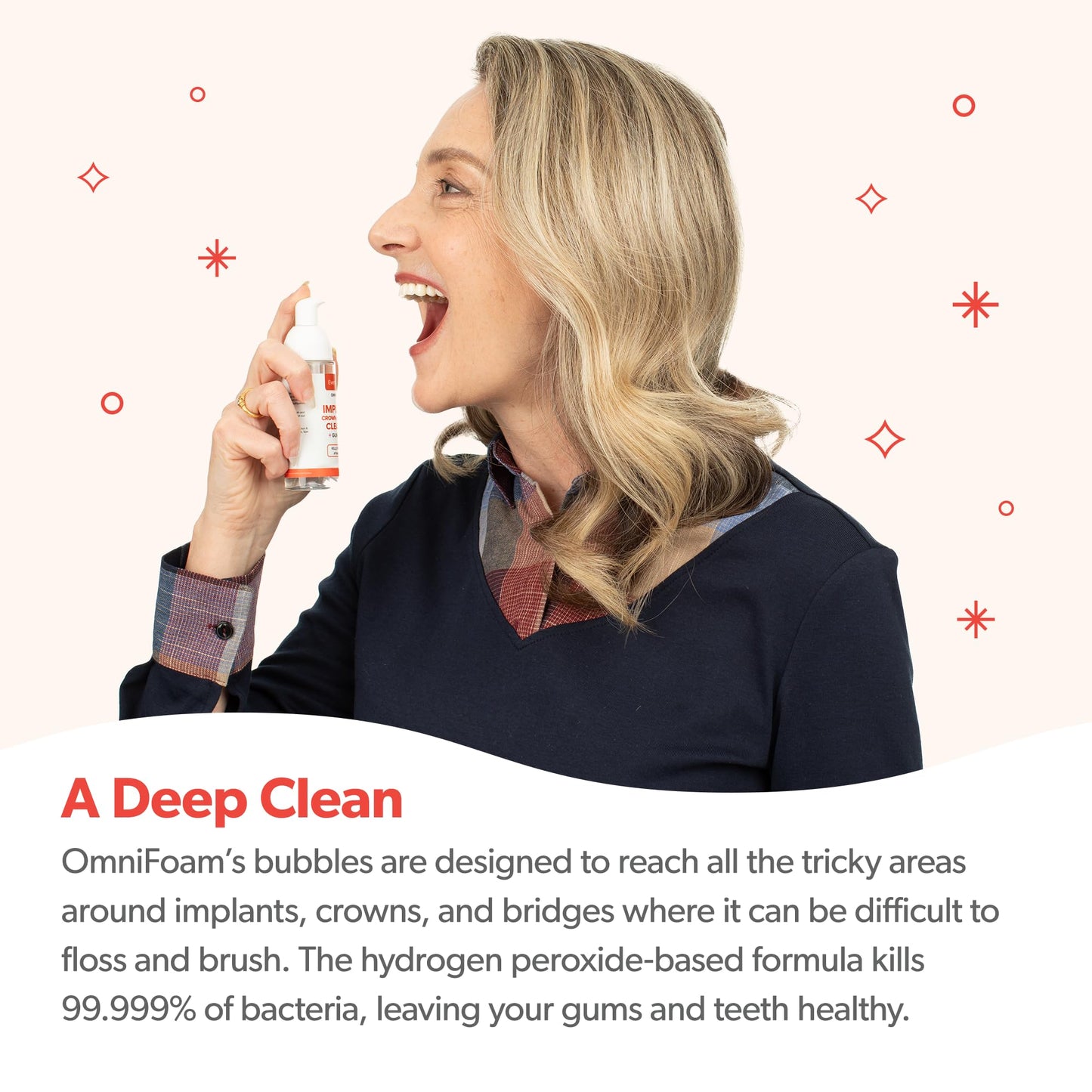 Eversmile OmniFoam Dental Cleaner – Cleaning Foam for Implants, Crowns, and Bridges – Pack of 2, 50ml Bottle