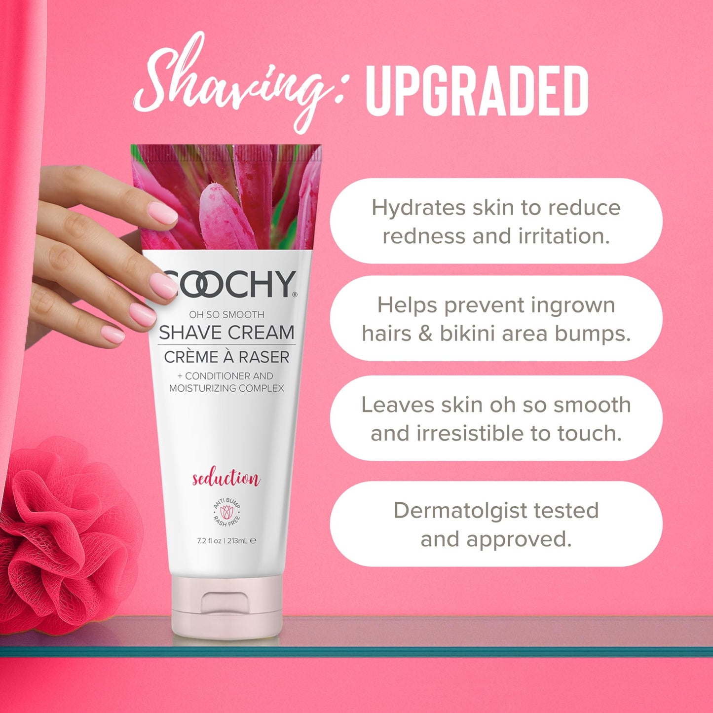Coochy Shave Cream - Moisturizing Shave Lotion - Gentle Intimate Shaving Cream - For Bikini Area, Underarms, Legs & More - Rash-Free, Hydrating Formula - Seduction - 32 oz
