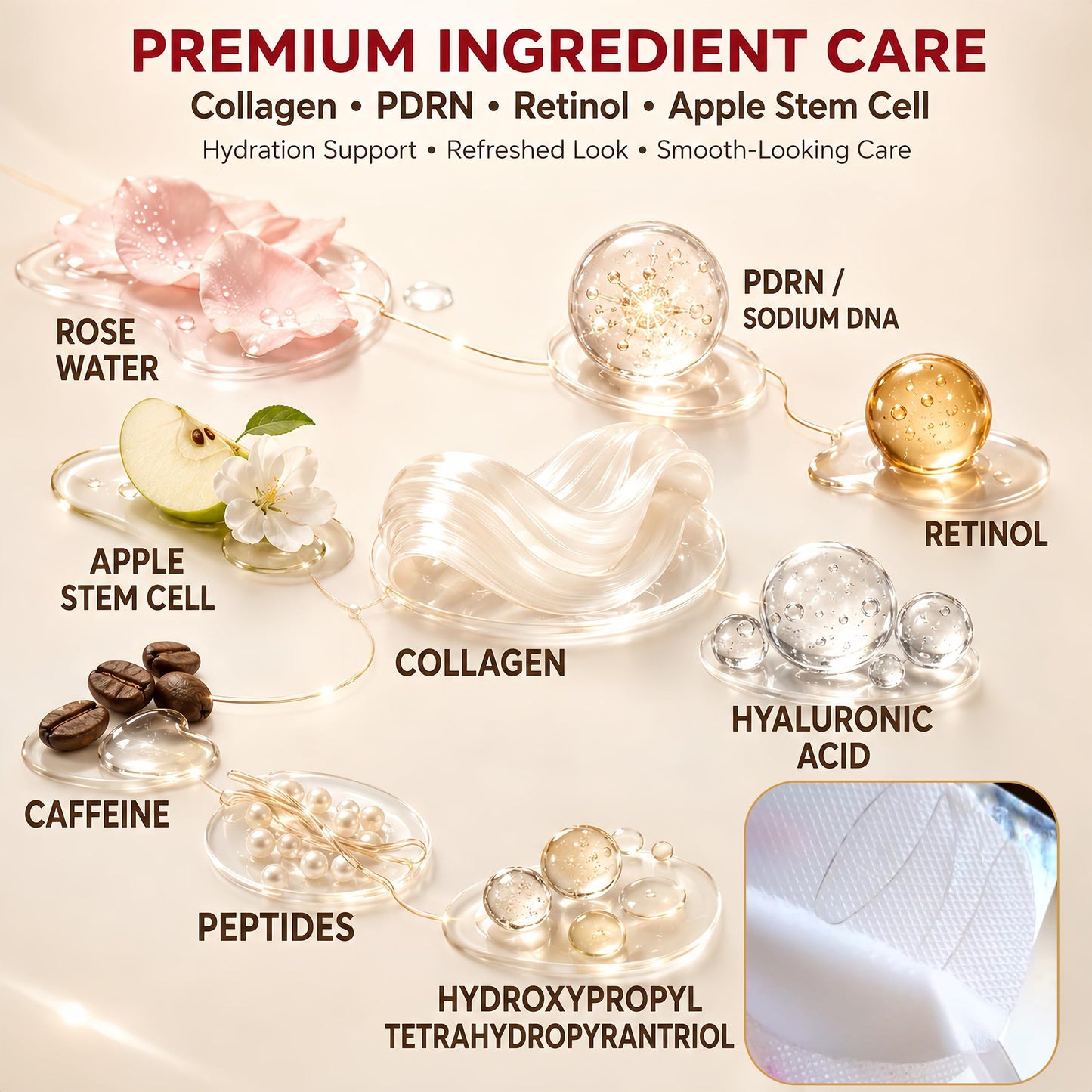 GONIM Under Eye Patches,Collagen Eye Patches for Puffy Eyes & Dark Circles, 360° Fit Hydrogel Eye Mask with PDRN Retinol,Caffeine,Niacinamide & Collagen Peptide,Hydrating Gifts for Women,4 Pairs