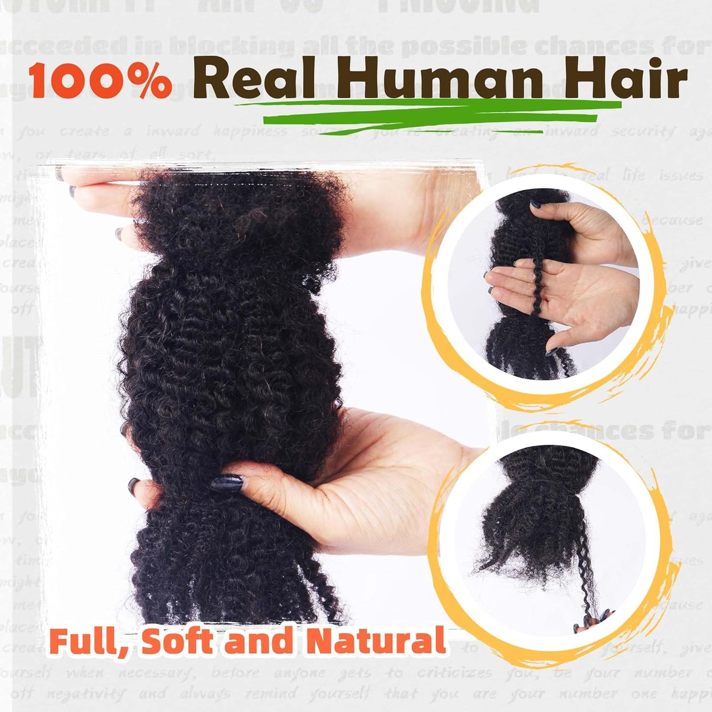 Spring Twist Bulk Human Hair - 100% Afro Kinky for Crochet Styles | Can Be Dyed & Bleached, 50g