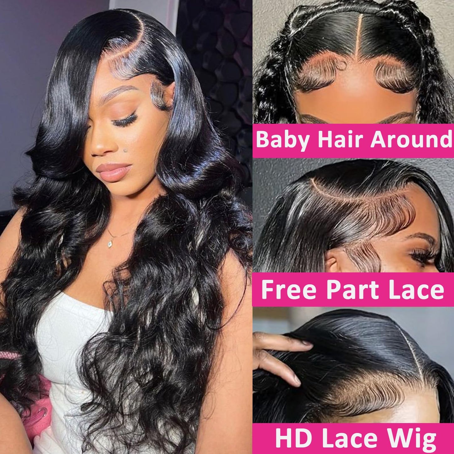 ANDRIA 13x4 HD Lace Front Wigs Body Wave Glueless Pre Plucked Lace Frontal Wigs For Black Women 250 density Loose Wave Synthetic Lace Front Wig With Baby Hair 26 Inch (Light Blonde)