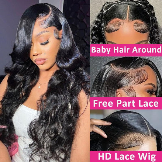 ANDRIA 13x4 HD Lace Front Wigs Body Wave Glueless Pre Plucked Lace Frontal Wigs For Black Women 250 density Loose Wave Synthetic Lace Front Wig With Baby Hair 26 Inch (Light Blonde)